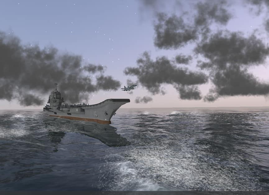 MuseIG image generator: aircraft carrier and 3D ocean