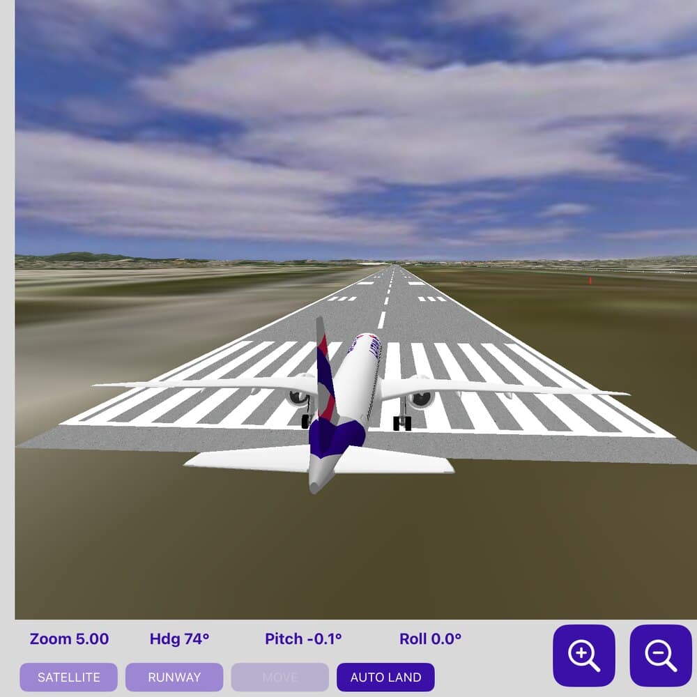 Vista 3D da aeronave na estação do instrutor